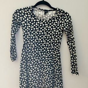 Black, long sleeve dress with daisies